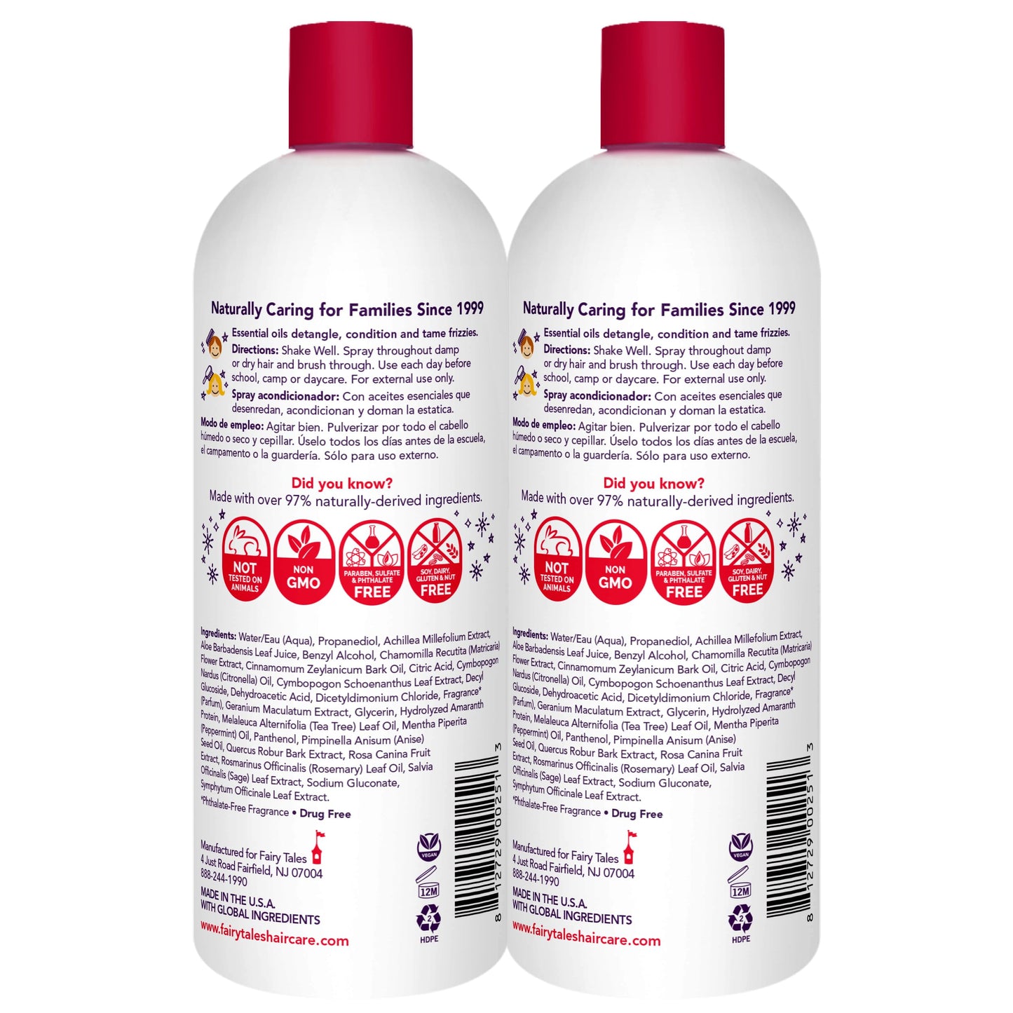 Fairy Tales Rosemary Repel Daily Kids Conditioning Spray REFILL – 32 oz x 2, Gentle Detangling & Kid-Approved Scent