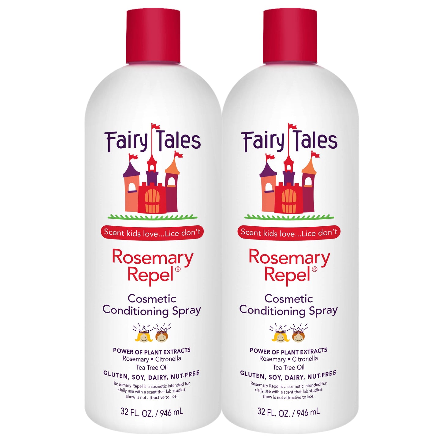 Fairy Tales Rosemary Repel Daily Kids Conditioning Spray REFILL – 32 oz x 2, Gentle Detangling & Kid-Approved Scent