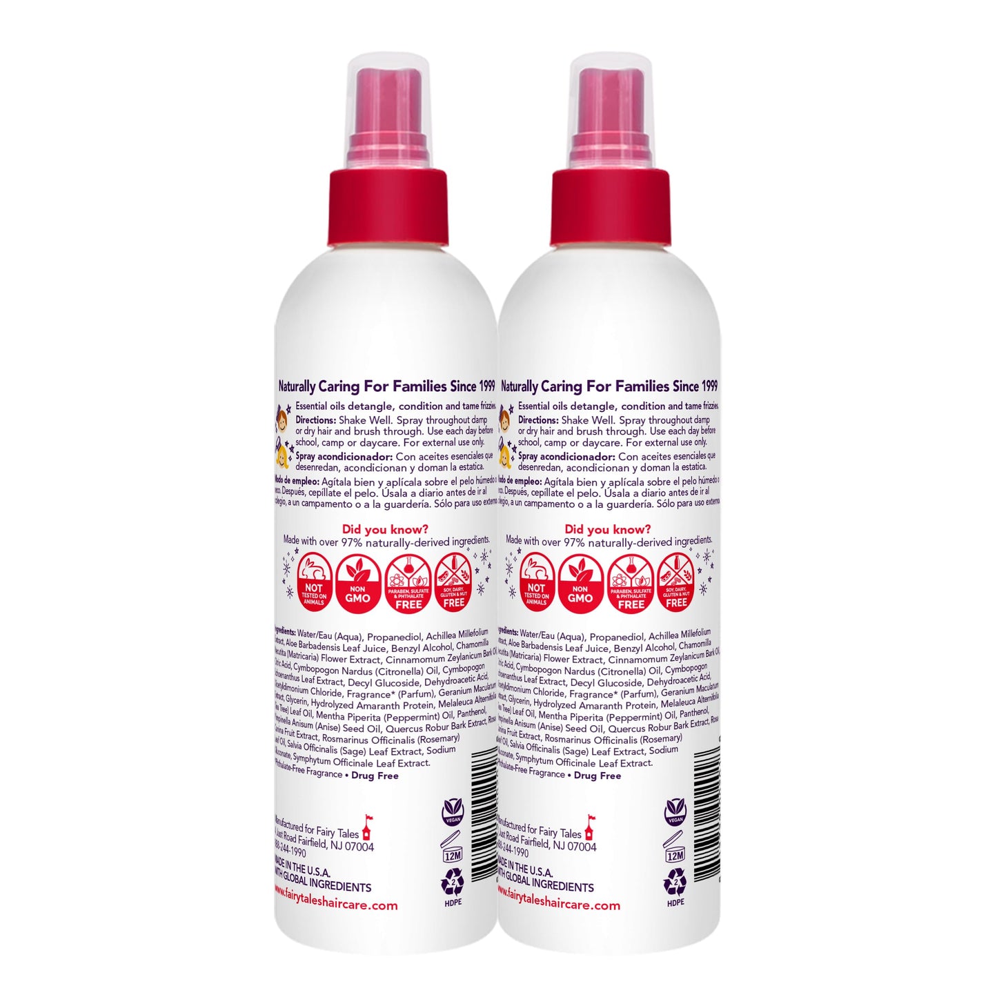 Fairy Tales Rosemary Repel Daily Kids Conditioning Spray – 8 oz x 2 | Gentle Detangling with Herbal Scent