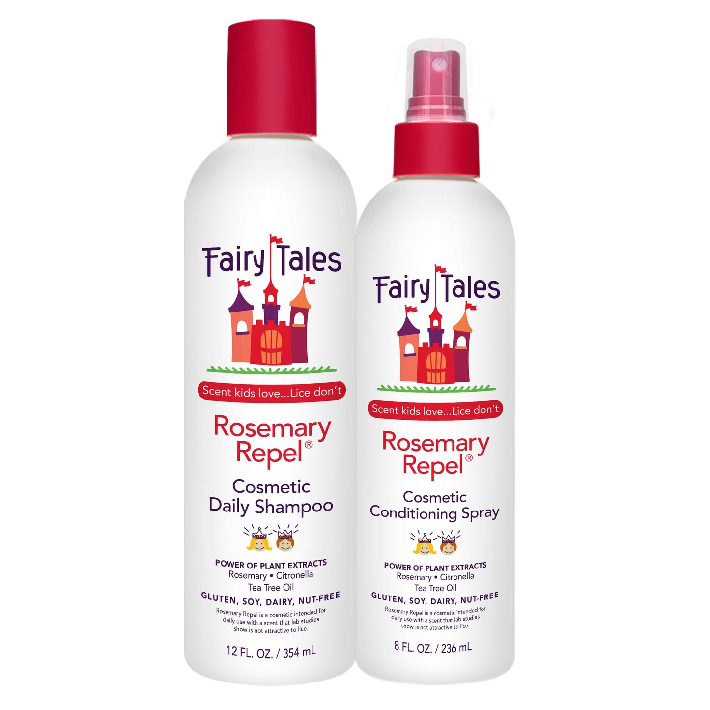 Fairy Tales Rosemary Repel Shampoo (12 oz) & Conditioning Spray (8 oz) Duo for Kids – Gentle, Detangling & Scented, Lice-Deterrence Potential