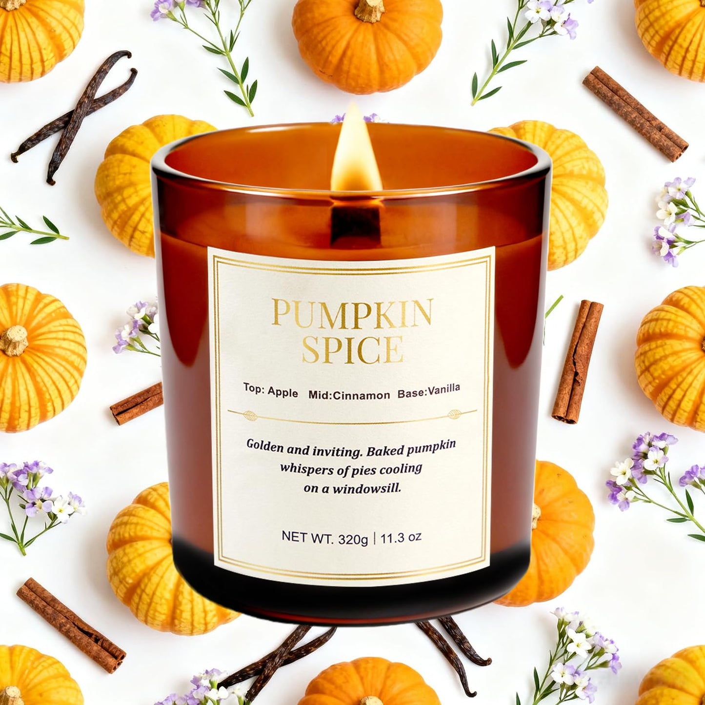 Fall Candle Gift Set – 2-Pack Wood Wick Pumpkin Spice Soy Candles with Gift Boxes (22.6 oz)