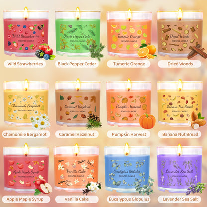 Fall Candles Bulk - 12-Pack Scented Soy Candles for Home & Gift Set
