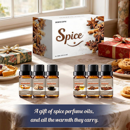 INWICOPH Spice Fragrance Oils Set - 6x10ml for Fall Diffuser and Candle Making