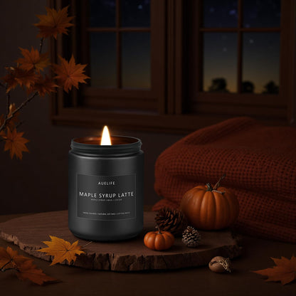 Fall Maple Syrup Latte Candle - 7 oz Natural Soy Wax | Cozy Autumn Decor