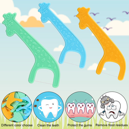 FAMILIFE Floss Picks 120 Pcs - Fluoride-Free Kids Dental Flossers with 4 Travel Cases