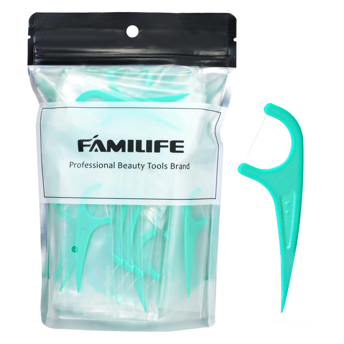 FAMILIFE Mint Floss Picks – 100 Pcs Individually Wrapped Tooth Flossers