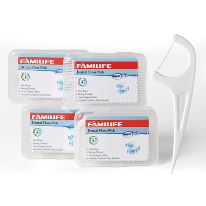 FAMILIFE Floss Picks 240 Count – Unflavored Flossers with 4 Travel Cases