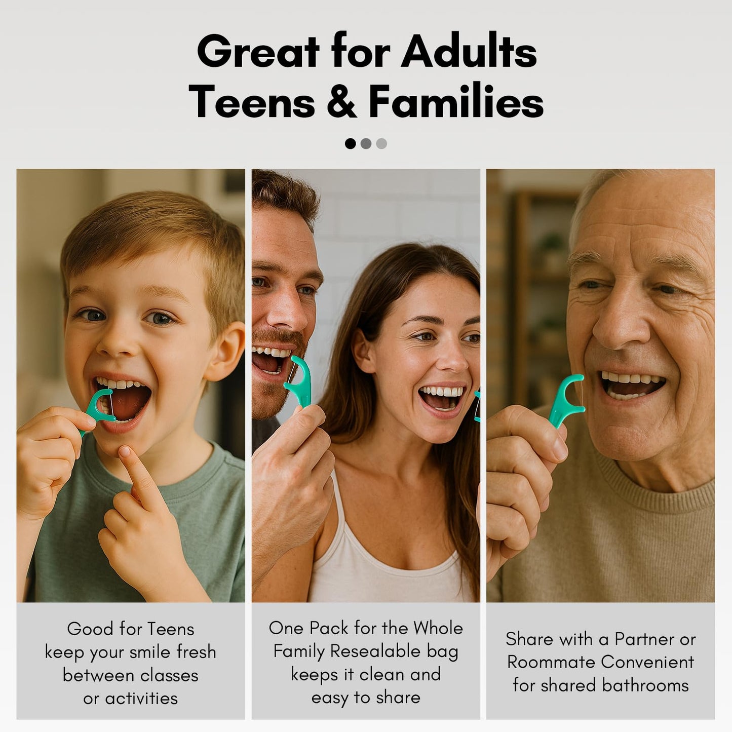 FAMILIFE Mint Floss Picks – 75 Count for Adults & Kids
