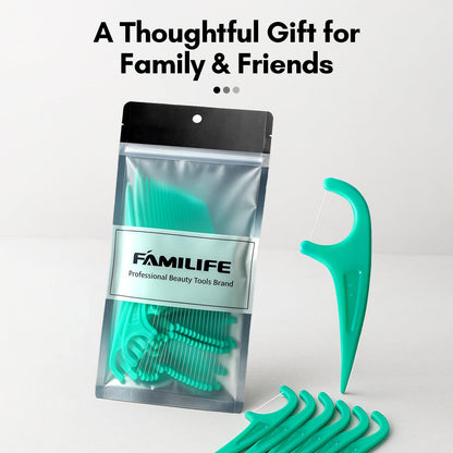 FAMILIFE Mint Floss Picks – 75 Count for Adults & Kids