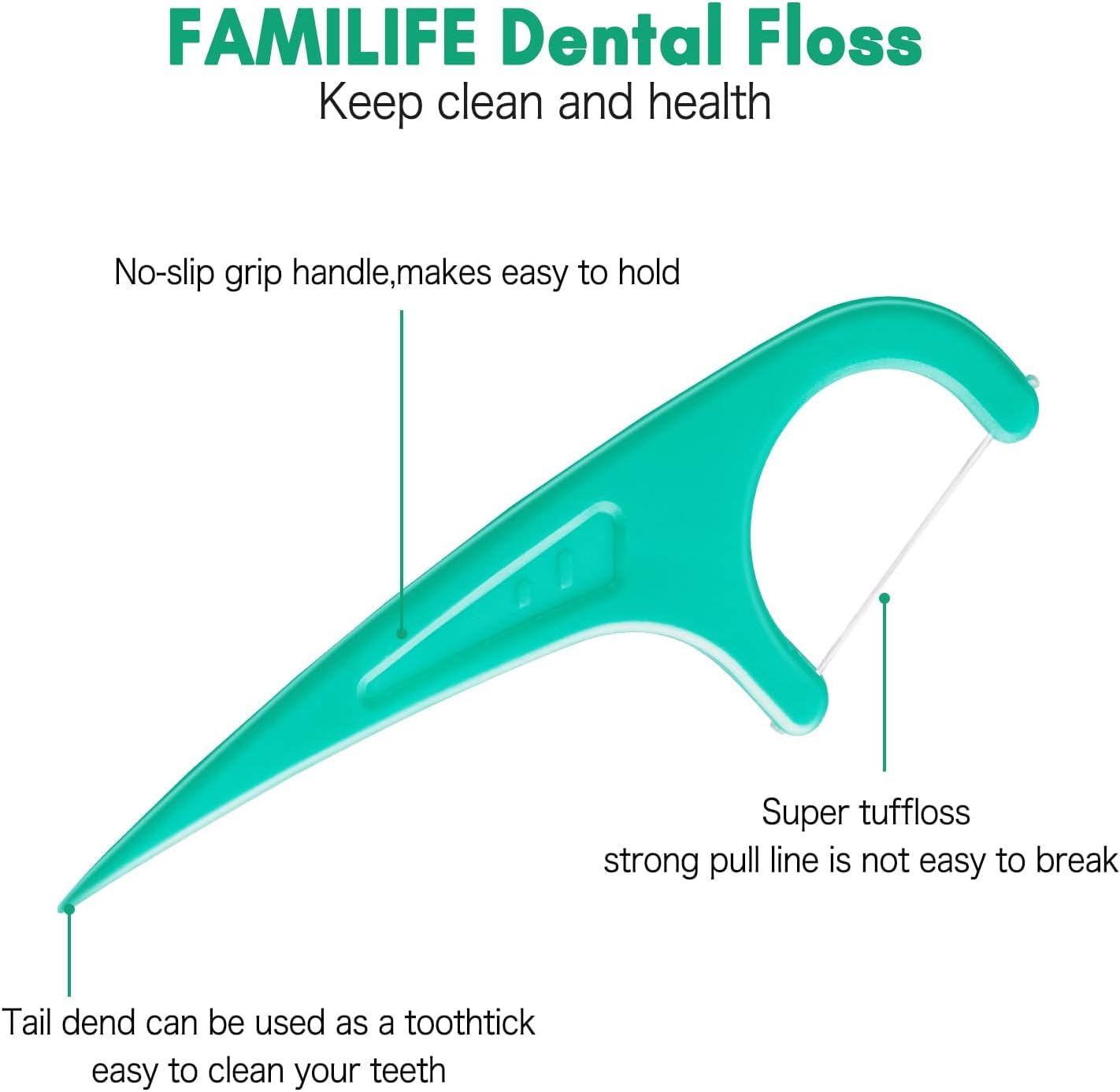FAMILIFE Mint Floss Picks – 100 Pcs Individually Wrapped Tooth Flossers