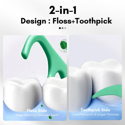 FAMILIFE Floss Picks 90 Count Mint – Dual-Head Dental Floss Picks for Adults & Kids
