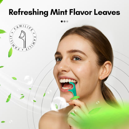 FAMILIFE Floss Picks 90 Count Mint – Dual-Head Dental Floss Picks for Adults & Kids