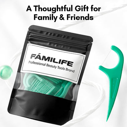 FAMILIFE Floss Picks 90 Count Mint – Dual-Head Dental Floss Picks for Adults & Kids