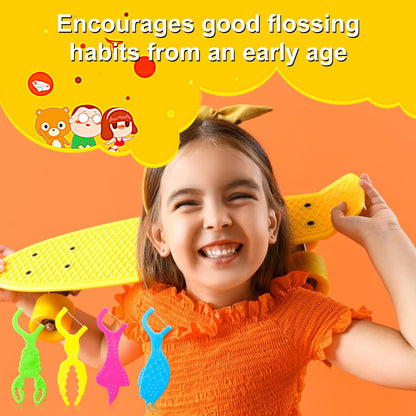 FAMILIFE Kid Floss Picks – 120 Pcs Fluoride-Free Flossers with 4 Travel Cases