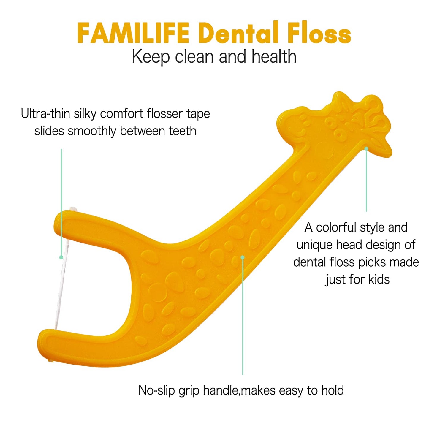 FAMILIFE Kid's Dental Floss Picks – Unflavored Kids Flossers with Travel Case (204 Pcs)