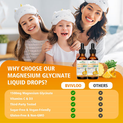 Magnesium Glycinate Liquid Drops – High Absorption, Pineapple Flavor, 2 oz