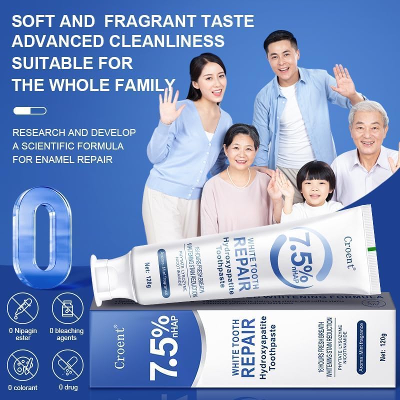 7.5% Hydroxyapatite Toothpaste for Enamel Protection, Tooth Strengthening & Fresh Breath | Gentle Mint