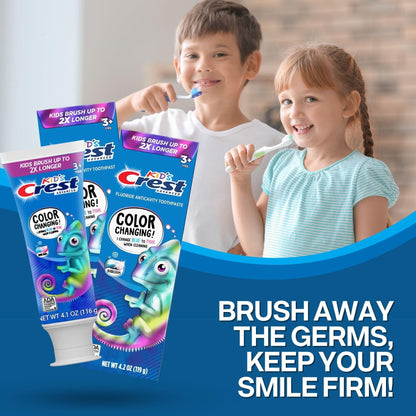 Crest Kids Color Changing Toothpaste Bundle — 2-Pack Bubblegum + VenDesta Squeezer