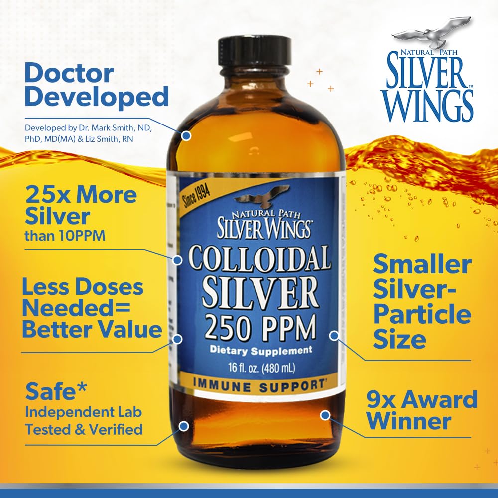 Natural Path Silver Wings Colloidal Silver Liquid 250ppm – 8oz | Enhanced Immune Support