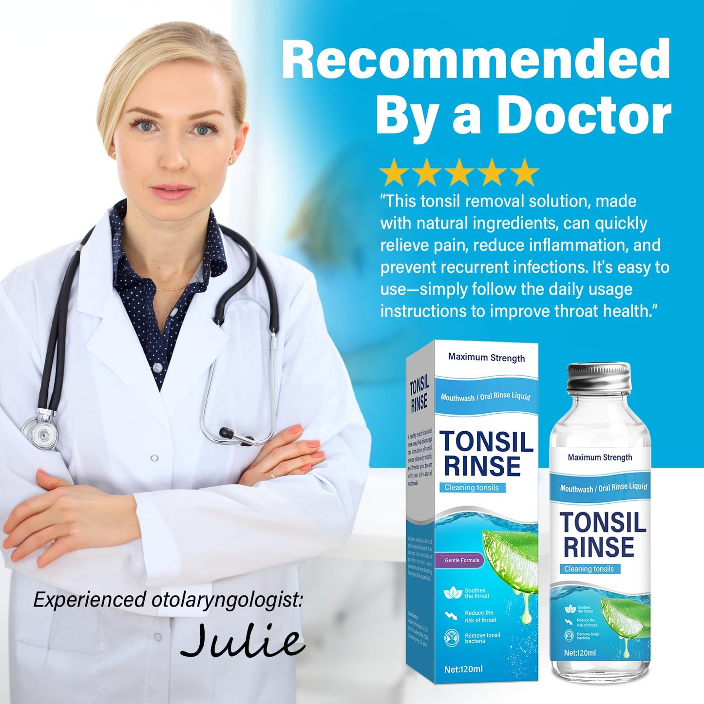 Tonsil Stone Remover – Alcohol-Free Natural Oral Rinse for Soothing Tonsils & Fighting Bad Breath (4 Fl Oz)