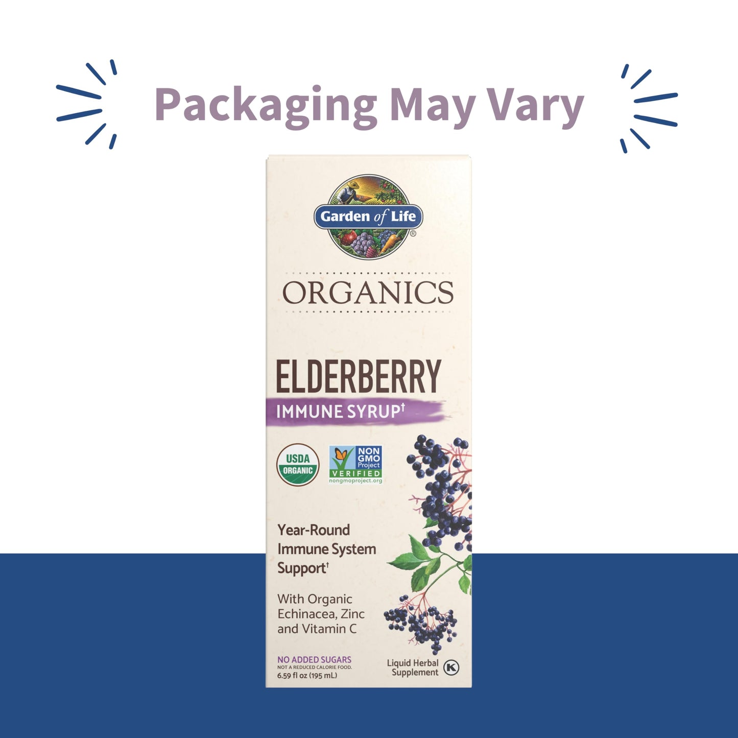 Garden of Life Organics Elderberry Immune Syrup – Sugar Free, 6.59 floz (195 mL) for Kids & Adults