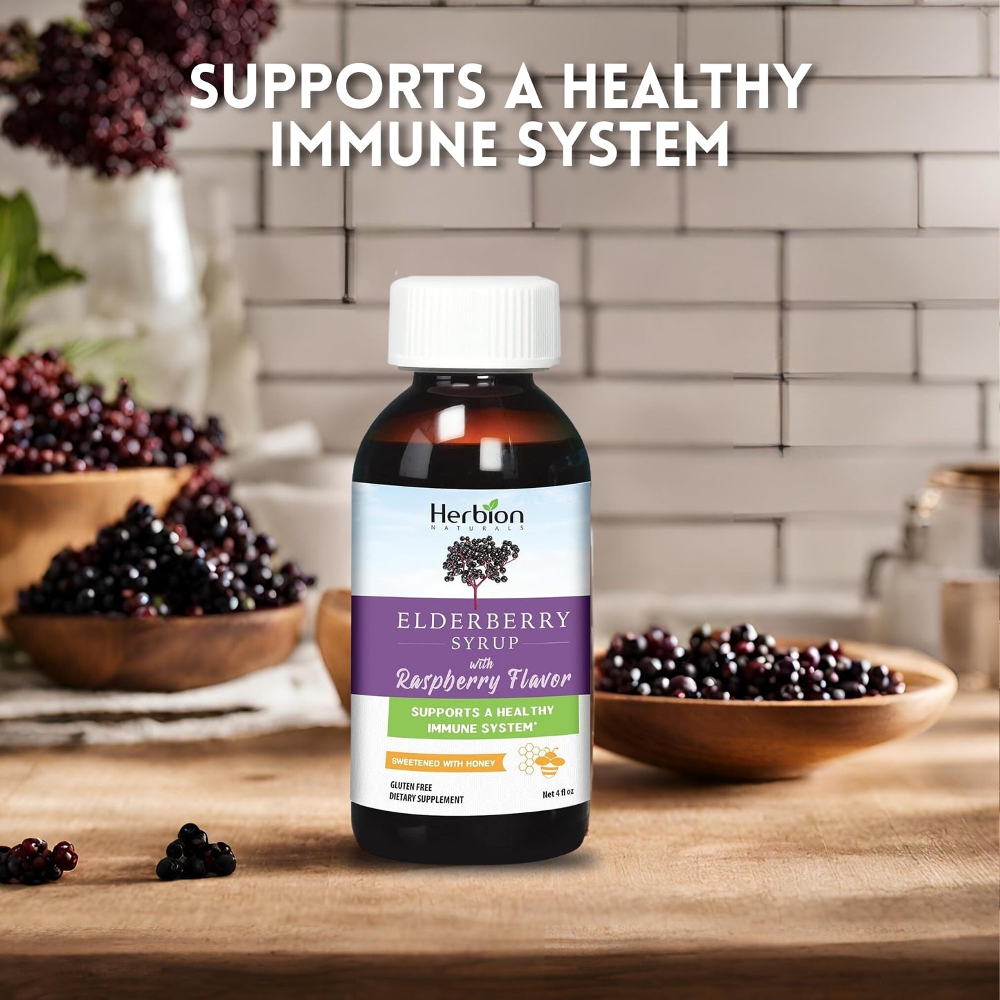 Herbion Naturals Elderberry Syrup – Immune Support for Adults & Kids 1+