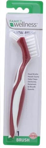 Family Wellness Denture Cleaning Brush – Dual Bristle Heads & Deep-Clean Pick