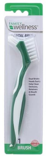 Family Wellness Denture Cleaning Brush – Dual Bristle Heads & Deep-Clean Pick