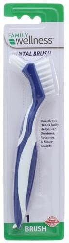 Family Wellness Denture Cleaning Brush – Dual Bristle Heads & Deep-Clean Pick