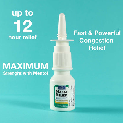 FamilyCare Nasal Relief Spray – 12 Hours, Pump Mist, Anti-Drip, 3 Pack