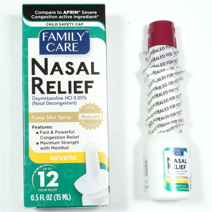 FamilyCare Nasal Relief Spray – 12 Hours, Pump Mist, Anti-Drip, 3 Pack