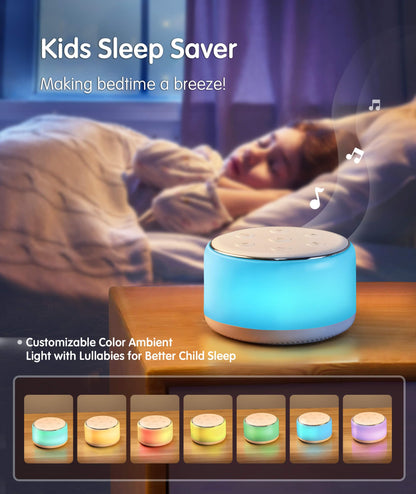 FamiSym White Noise Sound Machine with Night Light – 34 Soothing Sounds for Baby & Adults