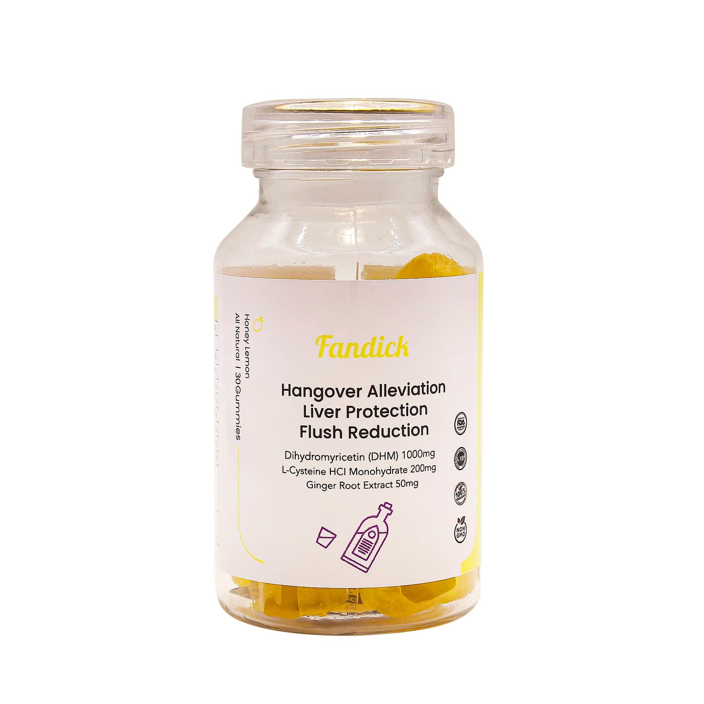 FANDICK DHM 1000 Dihydromyricetin Gummies (30 Count) – Ginger Root, Electrolyte Pectin