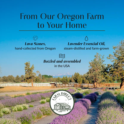 Lava Rock Diffuser & Lavender Essential Oil Set | Farm to Diffuser | No Water, Cordless