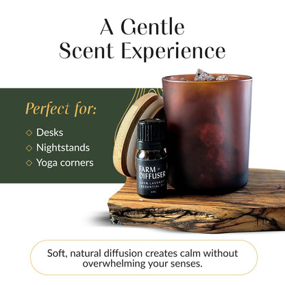 Lava Rock Diffuser & Lavender Essential Oil Set | Farm to Diffuser | No Water, Cordless