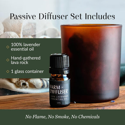 Lava Rock Diffuser & Lavender Essential Oil Set | Farm to Diffuser | No Water, Cordless