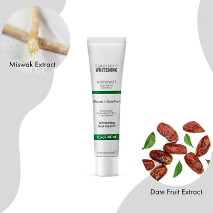 FARMASi EUROFRESH Whitening Toothpaste – Miswak & Date Fruit (4.6 oz)