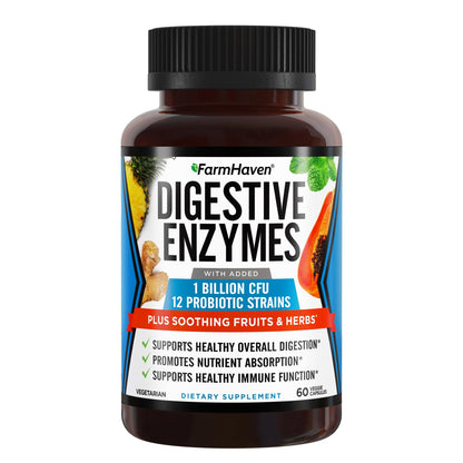 FarmHaven Digestive Enzymes – 60 Capsules with Probiotics & Herbs
