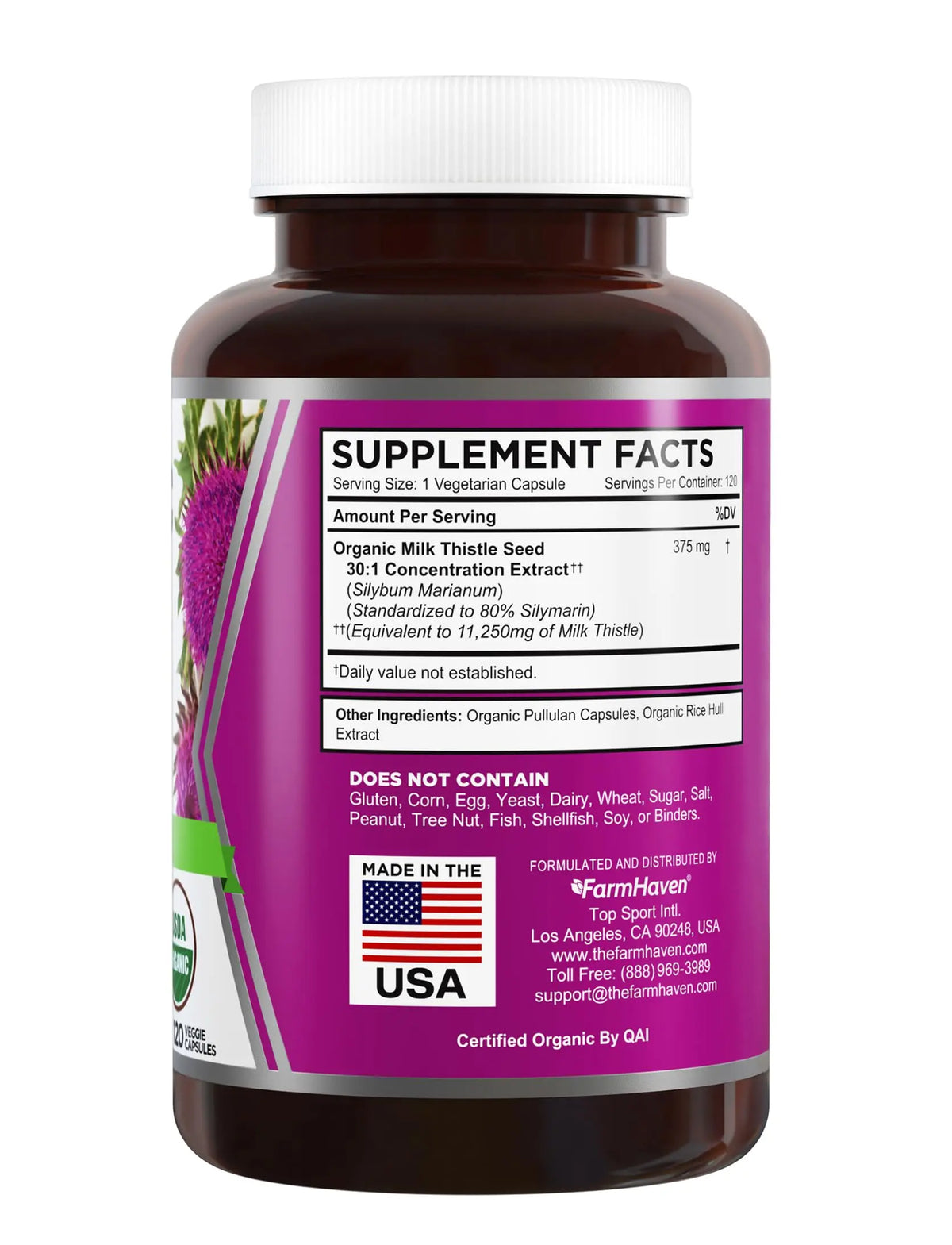 FarmHaven USDA Organic Milk Thistle Capsules | 30:1 Concentrated Seed Extract, 80% Silymarin, 240 Veggie Capsules BritishVita | Premium UK Vitamins & Wellness Supplements