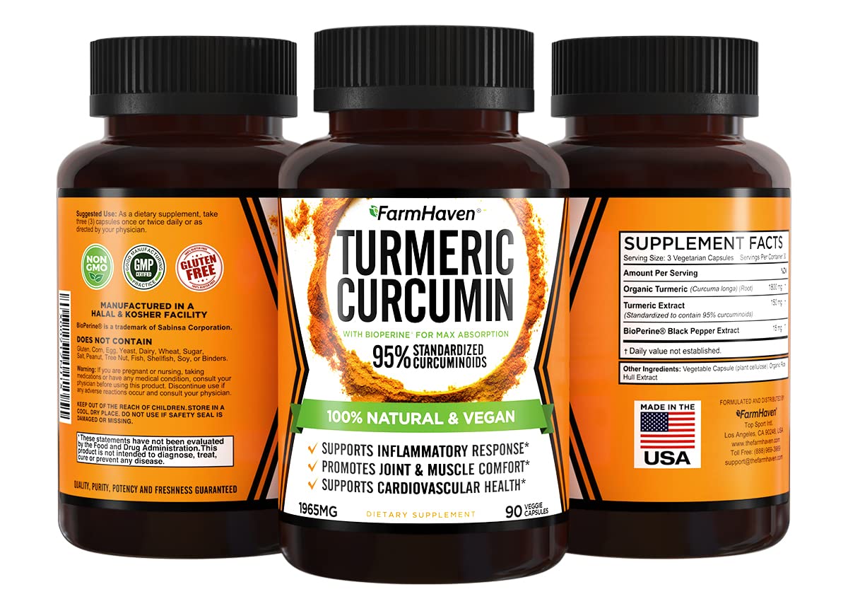 FarmHaven Turmeric Curcumin 1965mg with BioPerine | 90 Veg Caps