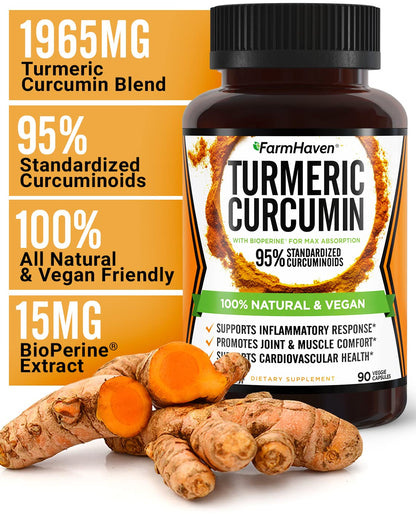 FarmHaven Turmeric Curcumin 1965mg with BioPerine | 90 Veg Caps