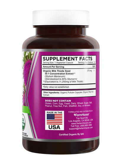FarmHaven USDA Organic Milk Thistle Capsules | 30:1 Concentrated Seed Extract, 80% Silymarin, 240 Veggie Capsules BritishVita | Premium UK Vitamins & Wellness Supplements