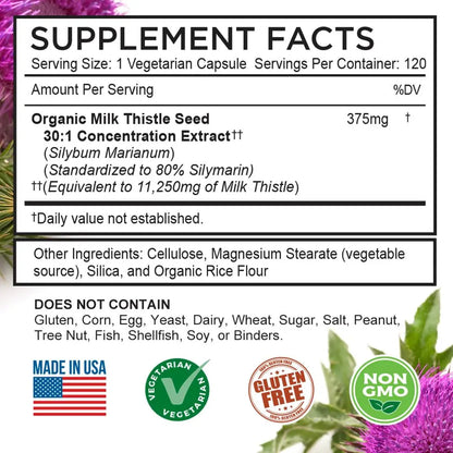 FarmHaven USDA Organic Milk Thistle Capsules | 30:1 Concentrated Seed Extract, 80% Silymarin, 240 Veggie Capsules BritishVita | Premium UK Vitamins & Wellness Supplements