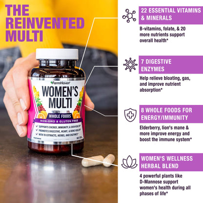 FarmHaven Women's Multivitamin | 22 Essential Nutrients & Whole Food Formula | 90 Capsules