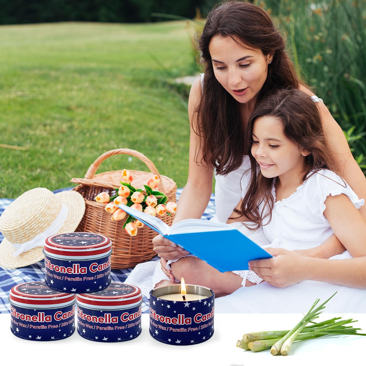 Fasize American Flag Citronella Candles – 4-Pack 4oz Jars for Outdoor Ambiance