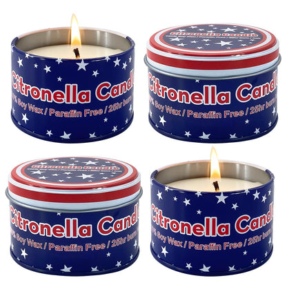 Fasize American Flag Citronella Candles – 4-Pack 4oz Jars for Outdoor Ambiance