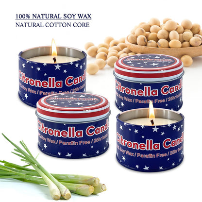 Fasize American Flag Citronella Candles – 4-Pack 4oz Jars for Outdoor Ambiance