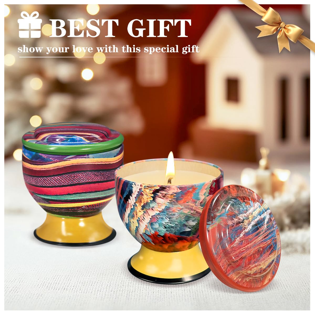 Fasize Home Aromatherapy Candles – 2-Pack 4oz Soy Tin Set (Jasmine & Lavender)