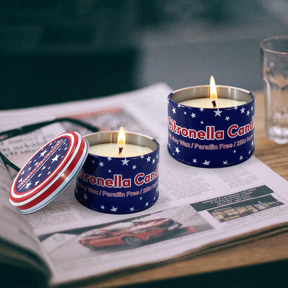 Fasize American Flag Citronella Candles – 4-Pack 4oz Jars for Outdoor Ambiance