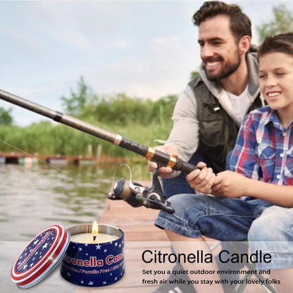 Fasize American Flag Citronella Candles – 4-Pack 4oz Jars for Outdoor Ambiance